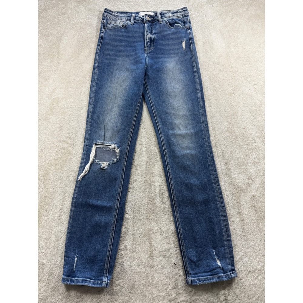 Vervet Womens V2218-MD Distressed High Rise Blue Jeans 27 Meas: 26x28.5